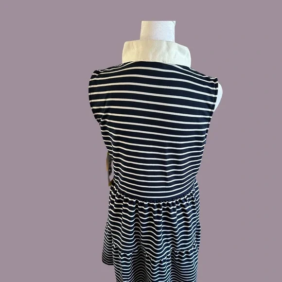 NWT Nautica Navy and White Striped V-Neck Sleeveless Dress - Picture 4 of 6